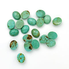 Kingman Turquoise Oval Cabochons | Blue Green Gemstone For Jewelry Making - 20 Pieces