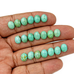 Kingman Turquoise Oval Cabochons | Blue Green Gemstone For Jewelry Making - 20 Pieces