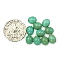 Kingman Turquoise Oval Cabochons | Blue Green Gemstone For Jewelry Making - 10 Pieces