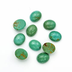 Kingman Turquoise Oval Cabochons | Blue Green Gemstone For Jewelry Making - 10 Pieces