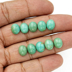 Kingman Turquoise Oval Cabochons | Blue Green Gemstone For Jewelry Making - 10 Pieces