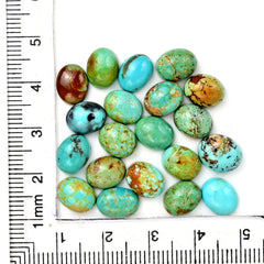 Kingman Turquoise Oval Cabochons | Blue Green Gemstone For Jewelry Making - 20 Pieces
