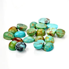 Kingman Turquoise Oval Cabochons | Blue Green Gemstone For Jewelry Making - 20 Pieces