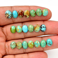 Kingman Turquoise Oval Cabochons | Blue Green Gemstone For Jewelry Making - 20 Pieces