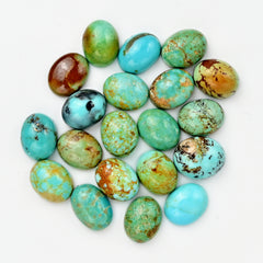Kingman Turquoise Oval Cabochons | Blue Green Gemstone For Jewelry Making - 20 Pieces