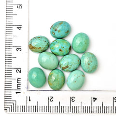 Kingman Turquoise Oval Cabochons | Blue Green Gemstone For Jewelry Making - 10 Pieces