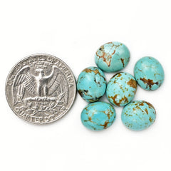 Kingman Turquoise Oval Cabochons | Blue Gemstone For Jewelry Making - 6 Pieces
