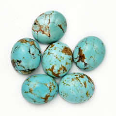 Kingman Turquoise Oval Cabochons | Blue Gemstone For Jewelry Making - 6 Pieces