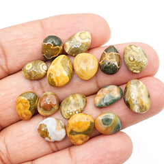 Ocean Jasper Smooth Cabochons | Freeform Shape Polished Stones for Jewelry Making - 15 Pieces