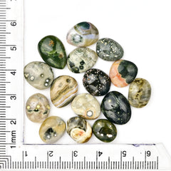 Natural Ocean Jasper Smooth Cabochons | Freeform Shape Gemstones For Jewelry - 15 Pieces