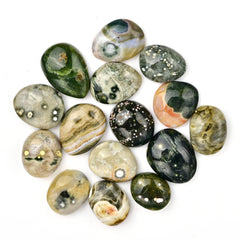 Natural Ocean Jasper Smooth Cabochons | Freeform Shape Gemstones For Jewelry - 15 Pieces