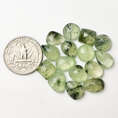 Prehnite Rosecut Cabochons | Freeform Flat Back Gemstones for Jewelry Making - 15 Pieces