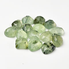 Prehnite Rosecut Cabochons | Freeform Flat Back Gemstones for Jewelry Making - 15 Pieces