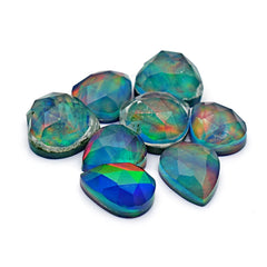 Aurora Opal Doublet Rosecut Cabochons | Mix-Shaped Gemstone for Statement Jewelry - 8 Pieces
