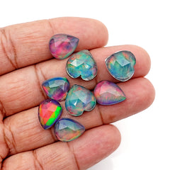 Aurora Opal Doublet Rosecut Cabochons | Mix-Shaped Gemstone for Statement Jewelry - 8 Pieces