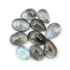 Moss Aquamarine Cabochons | Freefom Polished Gemstones for Jewelry Making - 10 Pieces