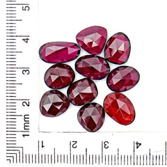 Rhodolite Garnet Rose Cut Cabochons | Deep Pink Freeform Gems For Jewelry Making - 10 Pieces
