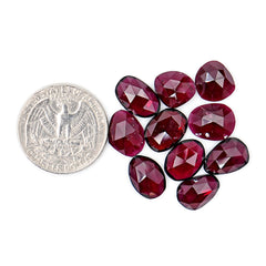 Rhodolite Garnet Rosecut Cabochons – Deep Plum Pink Freeform Faceted Gems - 10 Pieces