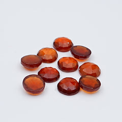 Hessonite Garnet Freeform Rose Cut Cabochons | Fiery Cinnamon Gemstone for Jewelry Making - 10 Pieces