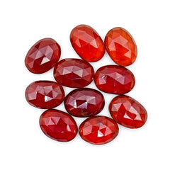 Hessonite Garnet Freeform Rose Cut Cabochons | Fiery Cinnamon Gemstone for Jewelry Making - 10 Pieces