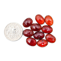 Hessonite Garnet Freeform Rose Cut Cabochons | Fiery Cinnamon Gemstone for Jewelry Making - 10 Pieces