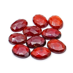 Hessonite Garnet Freeform Rose Cut Cabochons | Fiery Cinnamon Gemstone for Jewelry Making - 10 Pieces
