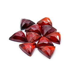 Hessonite Garnet Triangle Rose Cut Cabochons | Fiery Cinnamon Gemstone for Jewelry Making - 10 Pieces