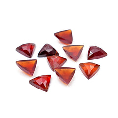 Hessonite Garnet Triangle Rose Cut Cabochons | Fiery Cinnamon Gemstone for Jewelry Making - 10 Pieces