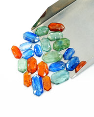 Mix Kyanite Rosecut Gemstones | Elongated Hexagon for Jewelry Making - 22 Pieces