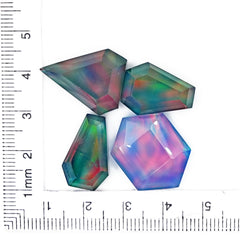 Aurora Opal Doublet Rose Cut Cabochons | Mix-Shaped Gemstone for Statement Jewelry - 4 Pieces