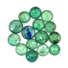 Emerald Green Kyanite Rosecut Round Cabochons | Faceted Rounds Gemstone For Jewelry Making
