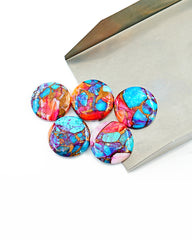 Kingman Pink Dahlia Mohave Turquoise Cabochon | Pink & Blue Turquoise Gemstone - 5 Pieces