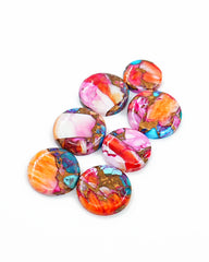 Kingman Pink Dahlia Mohave Turquoise Cabochons | Multicolor Turquoise Cabs for Jewelry Design - 5 Pieces