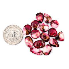 Kingman Red Dahlia Turquoise Cabochons | Multi Color Gemstone for Jewelry Making - 15 Piece