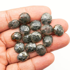 Pyrite in Quartz Rosecut Gemstones | Freeform Metallic Gemstones for Jewelry Making - 15 Pieces