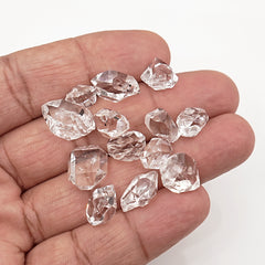 Herkimer Diamond Crystals | Raw Quartz Double Terminated Gemstone For Jewelry Making - 12 Pieces