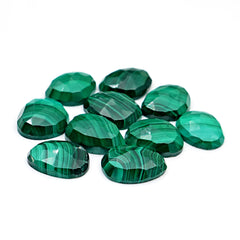 Malachite Rose Cut Gemstones | Freeform Cabochons for Artisan Jewelry - 10 Pieces