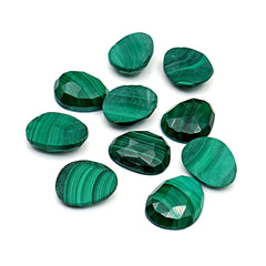 Malachite Rose Cut Gemstones | Freeform Cabochons for Artisan Jewelry - 10 Pieces