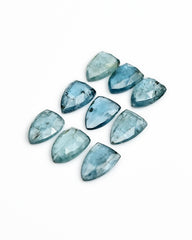 Aquamarine Kyanite Rosecut | Freeform Cabochon for Designer Jewelry - 9 Pieces