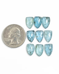 Aquamarine Kyanite Rosecut | Freeform Cabochon for Designer Jewelry - 9 Pieces