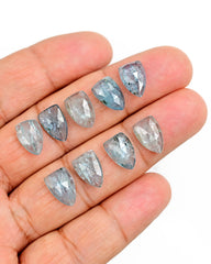 Aquamarine Kyanite Rosecut | Freeform Cabochon for Designer Jewelry - 9 Pieces