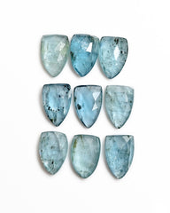 Aquamarine Kyanite Rosecut | Freeform Cabochon for Designer Jewelry - 9 Pieces