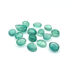 Natural Russian Green Fluorite Smooth Cabochon | Freeform Gemstones for Jewelry Making - 15 Pieces