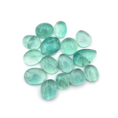Natural Russian Green Fluorite Smooth Cabochon | Freeform Gemstones for Jewelry Making - 15 Pieces
