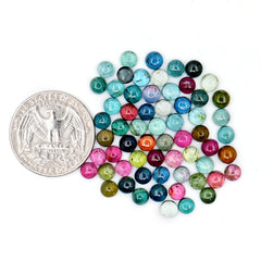 Round Shape Tourmaline Gemstones | Natural Tourmaline Smooth Cabs for Jewelry - 62 pieces