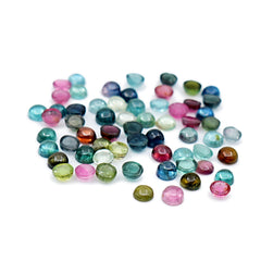 Round Shape Tourmaline Gemstones | Natural Tourmaline Smooth Cabs for Jewelry - 62 pieces