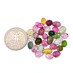 Tourmaline Rose Cut Freeform Cabochons | Natural Earthy Tones For Jewelry Making - 30 Pieces