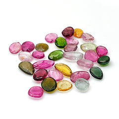 Tourmaline Rose Cut Freeform Cabochons | Natural Earthy Tones For Jewelry Making - 30 Pieces