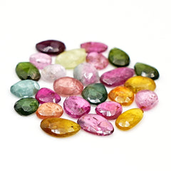 Natural Tourmaline Rose Cut Cabochons | Freeform Cuts For Jewelry Making - 20 Pieces