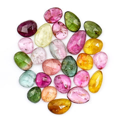 Natural Tourmaline Rose Cut Cabochons | Freeform Cuts For Jewelry Making - 20 Pieces